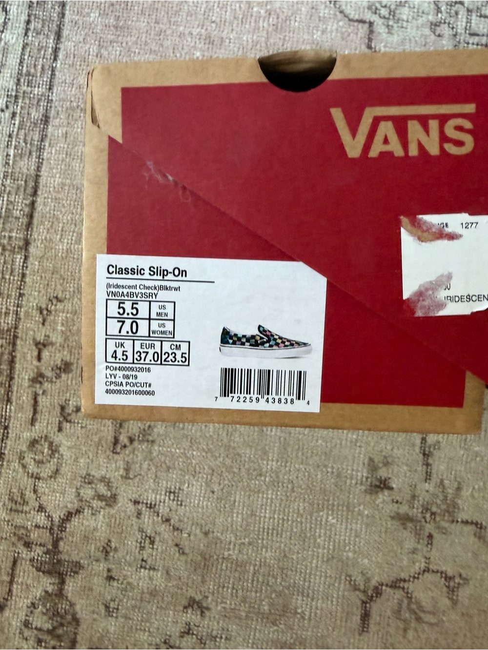 Vans Classic Slip-On Checkerboard Multicolor Holographic Sneakers - Picture 5 of 5